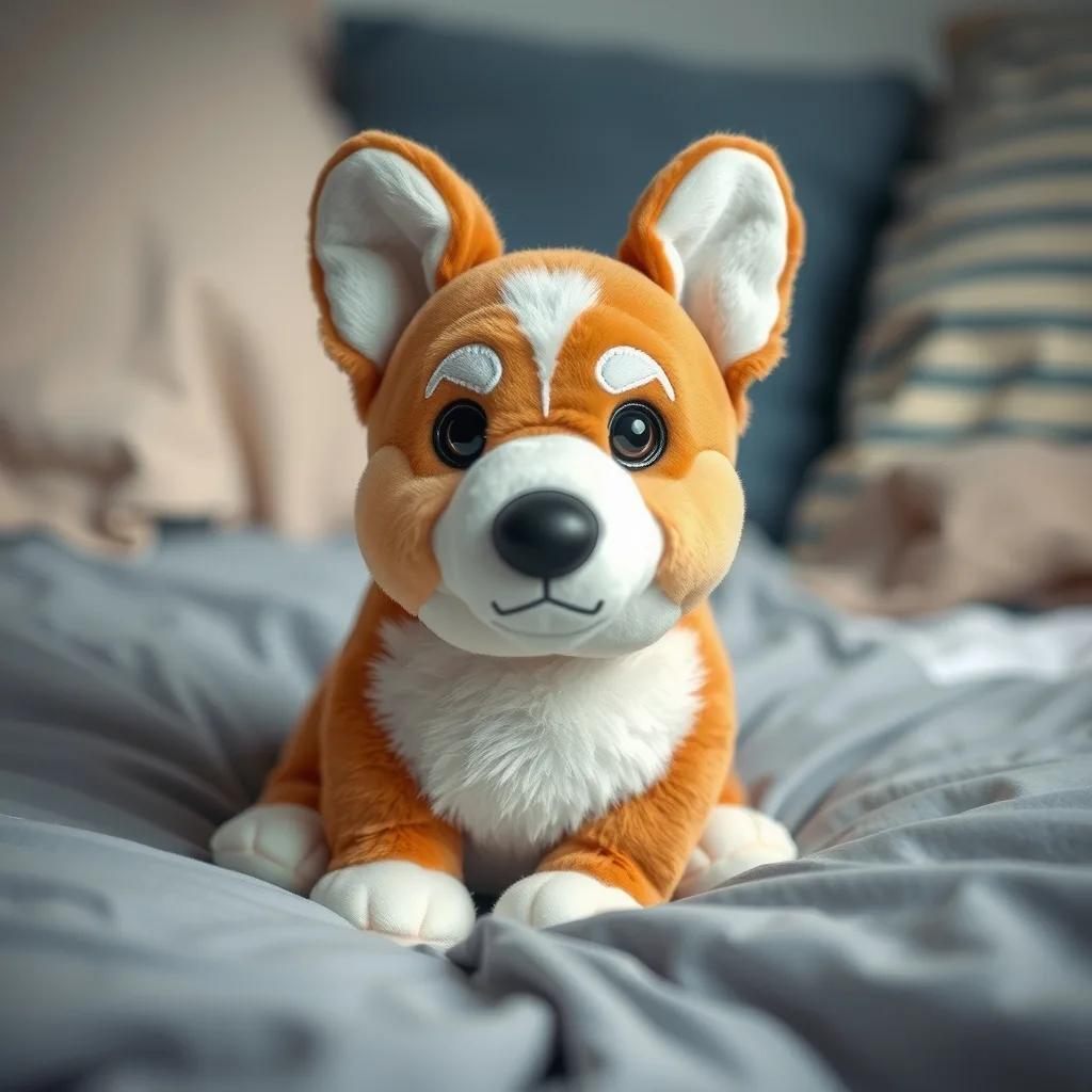 Turn this pet photo into a cute plush doll.